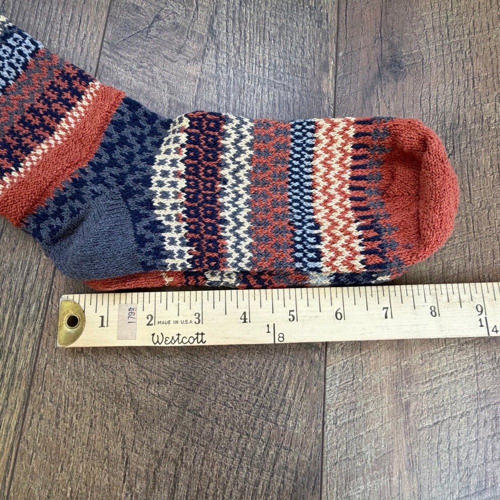 Socks Small Mismatched Recycled Merino Wool Blend Crew Socks Green Brown - Picture 2 of 6